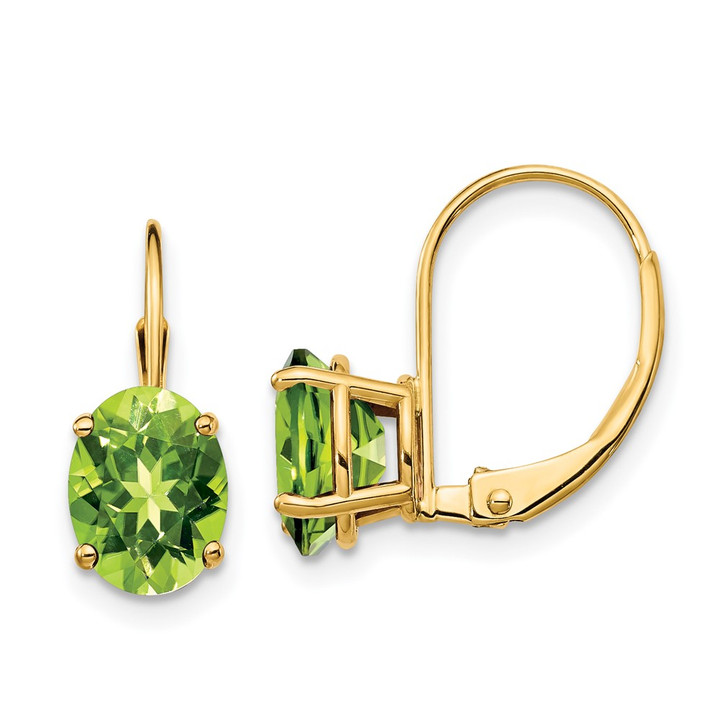 14k 8x6mm Oval Peridot Leverback Earrings XLB116PE