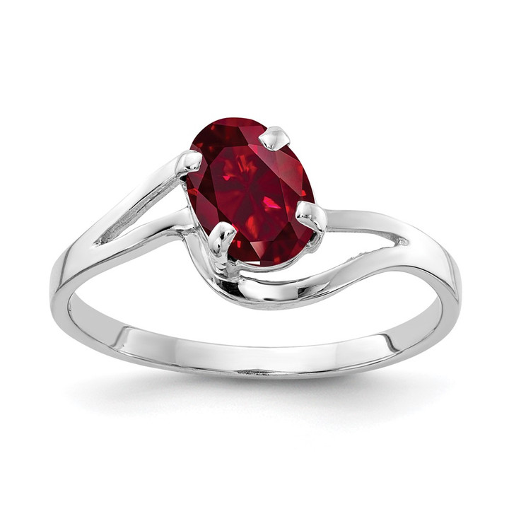 14k White Gold 7x5mm Oval Created Ruby ring Y4643CR