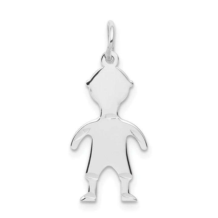 14k White Gold .018 Depth Engravable Boy Charm XM100/18W