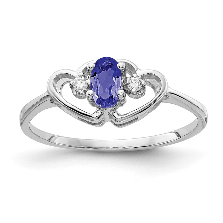 14k White Gold 5x3mm Oval Tanzanite VS Diamond ring X9719T/VS