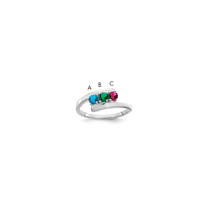 Sterling Silver Rhodium-plated Synthetic 3 Stone Mother's Ring XMR16/3SS-5