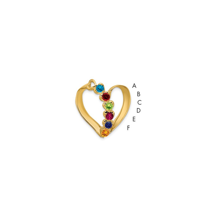 14k Polished 6-Stone Mothers Heart Slide Mounting XMP4/6