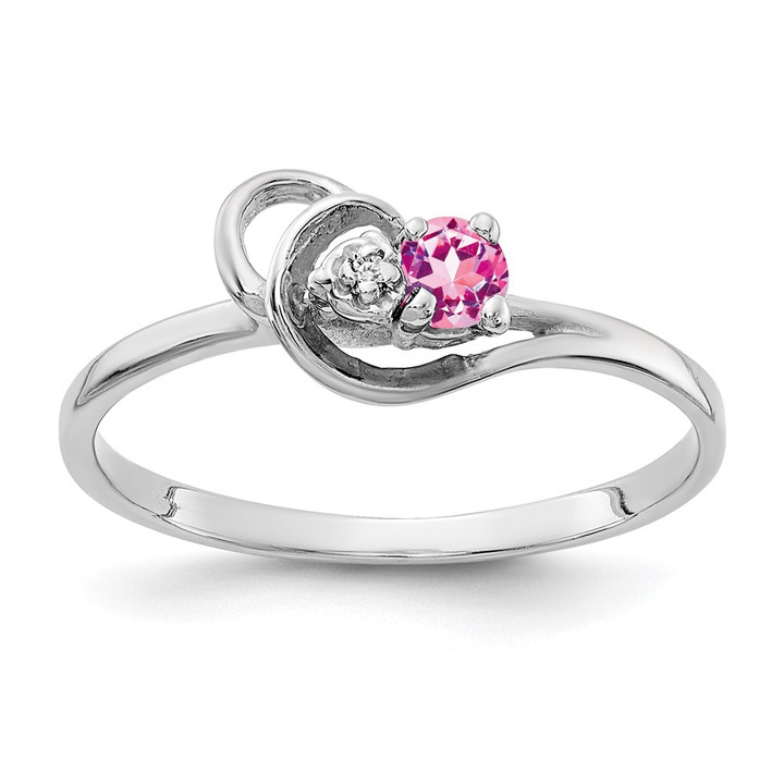 14k White Gold 3mm Pink Sapphire AAA Diamond ring X9739SP/AAA