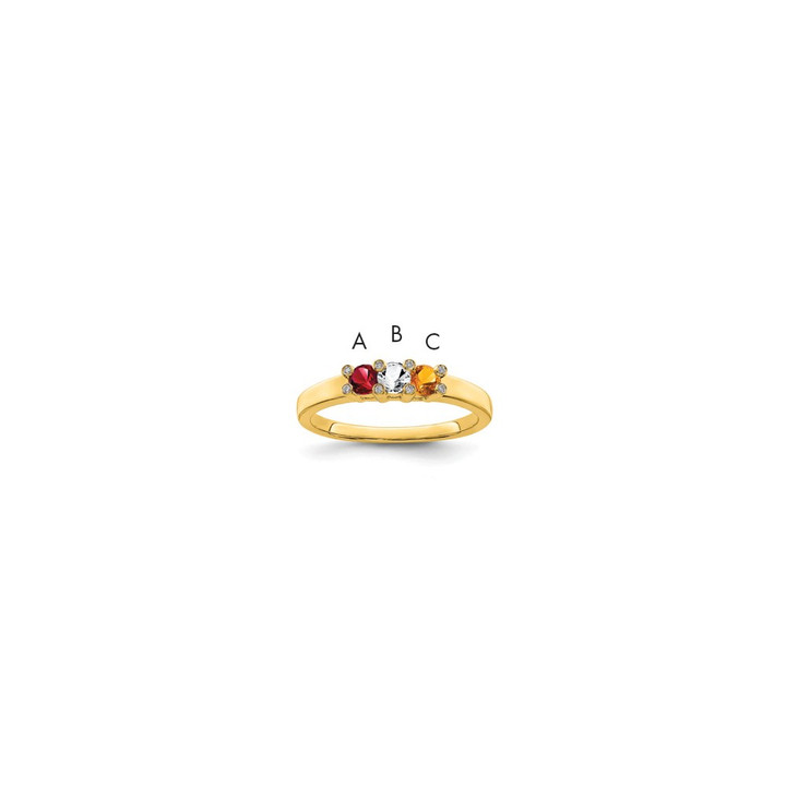 14K Family Jewelry Synthetic Stone & Diamond Set Ring XMR31/3SY