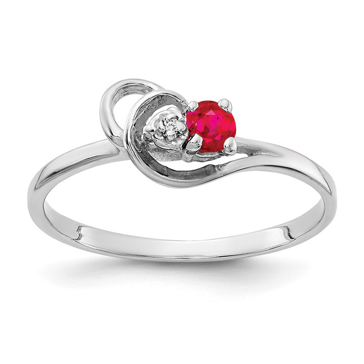 14k White Gold 3mm Ruby VS Diamond ring X9739R/VS
