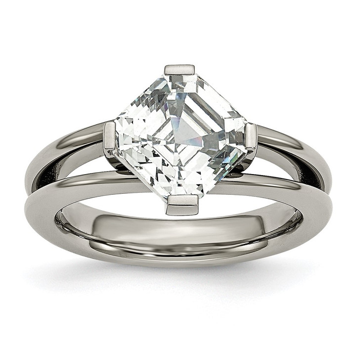 Chisel Titanium Polished with CZ Ring TB375-6