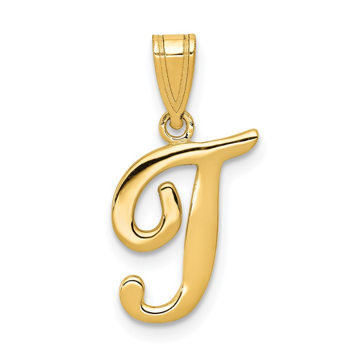 14KY Script Letter T Initial Pendant YC993T
