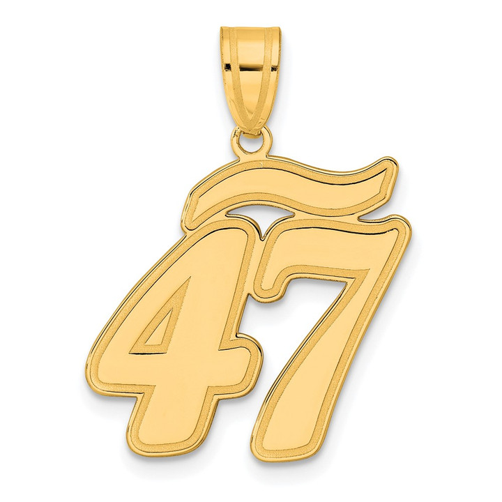 14k Brushed Border Script Number 47 Pendant SCN47