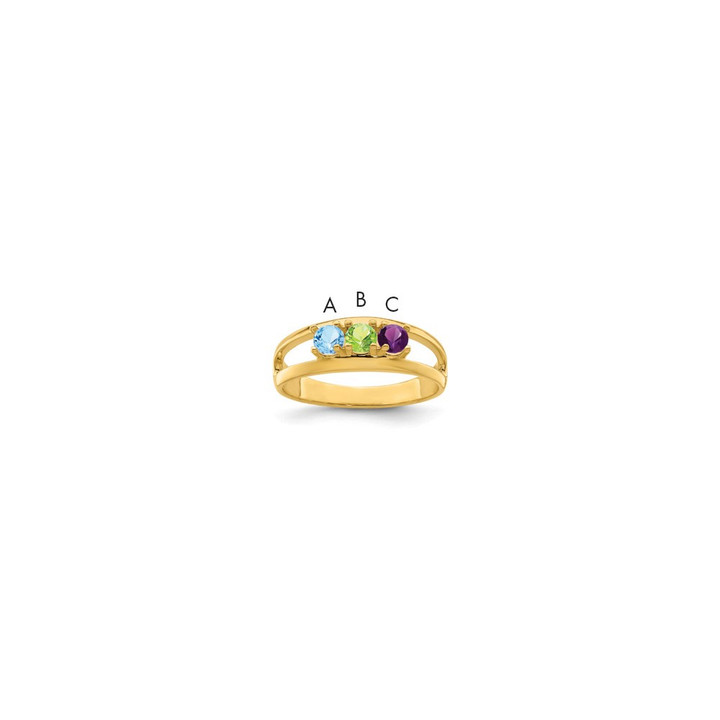 14k Genuine 3 Stone Mother's Ring XMR7/3GY