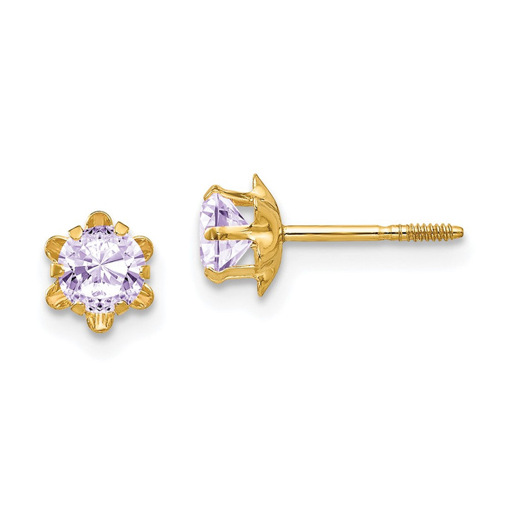 14k Madi K 4mm CZ Birthstone (Jun) Screwback Earrings SE164
