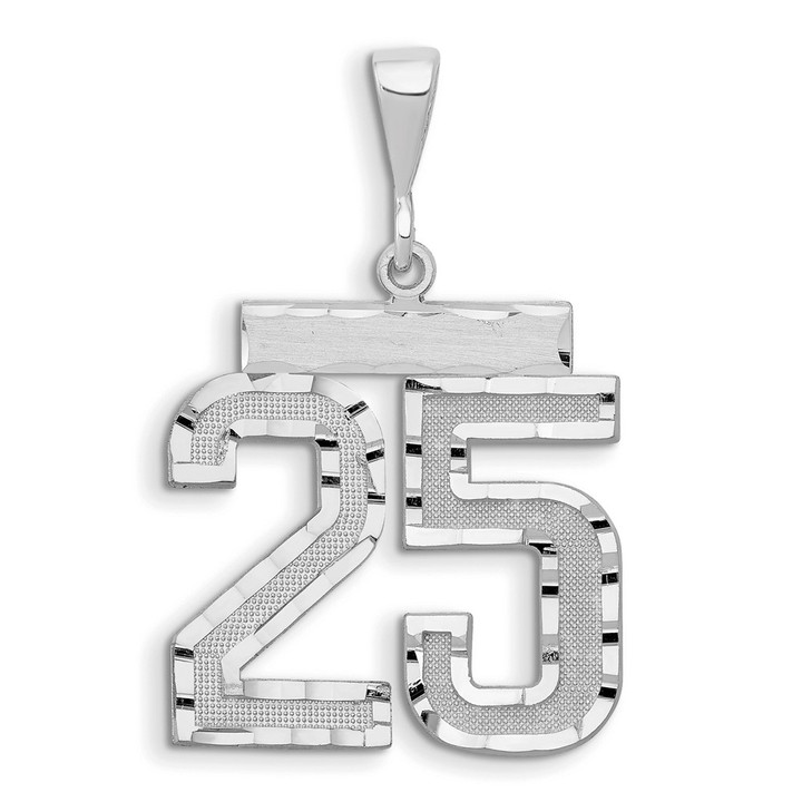 14kw Large Brushed Diamond-cut Number 25 Charm WLN25
