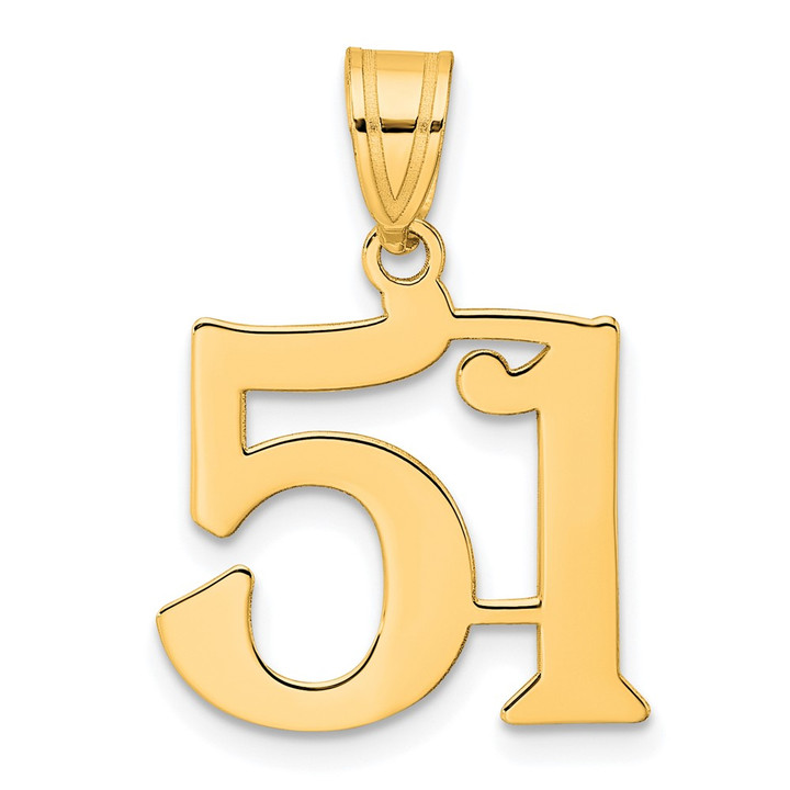 14k Polished Number 51 Pendant APN51