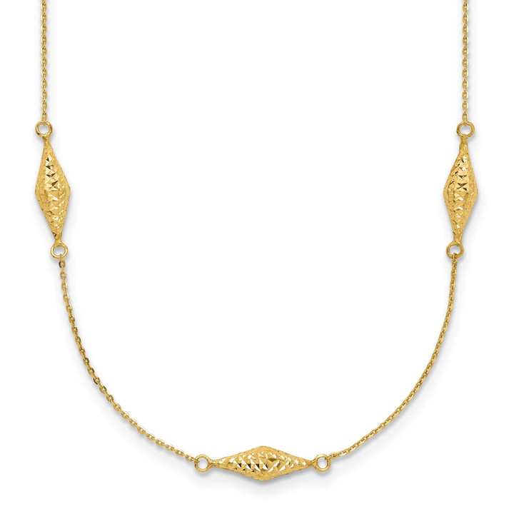 14k Polished and D/C Fancy Beaded 18in Necklace SF2461-18