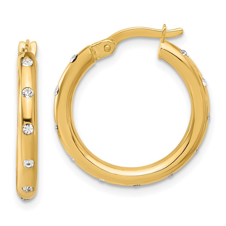 14K Polished CZ Hoop Earrings TC1054