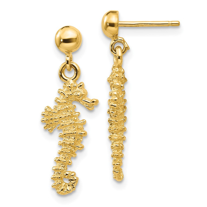 14k Seahorse Dangle Earrings TE626