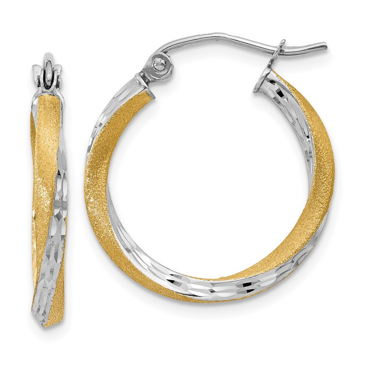 14k & Rhodium Diamond-cut 2.5mm Twisted Hoop Earrings TC432