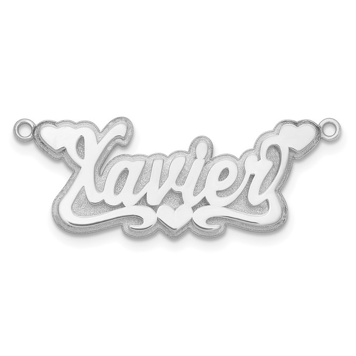 14k White Gold 3D Polished Hearts Name Plate XNA241W