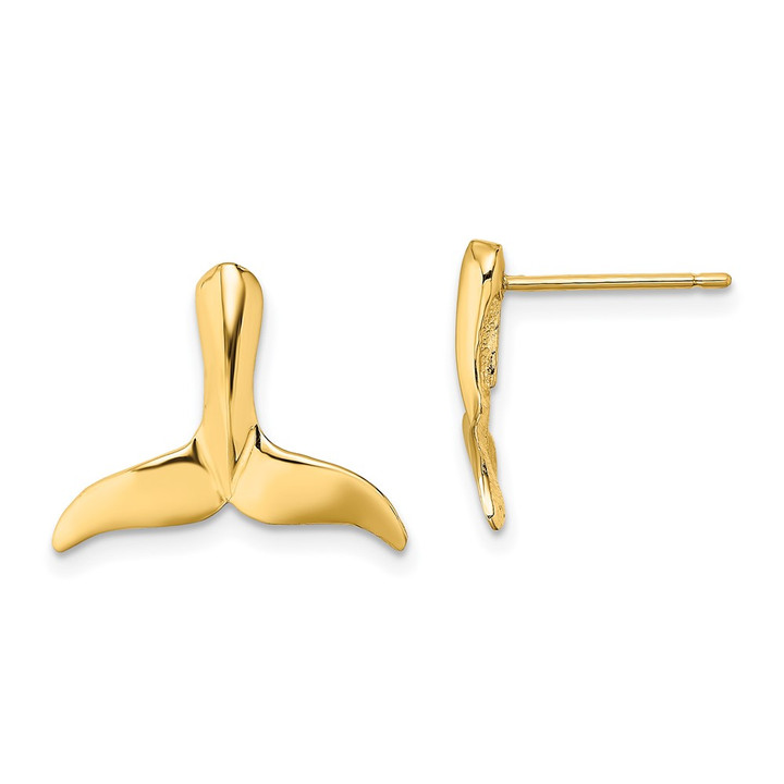 14K 2-D Whale Tail Post Earrings TE819