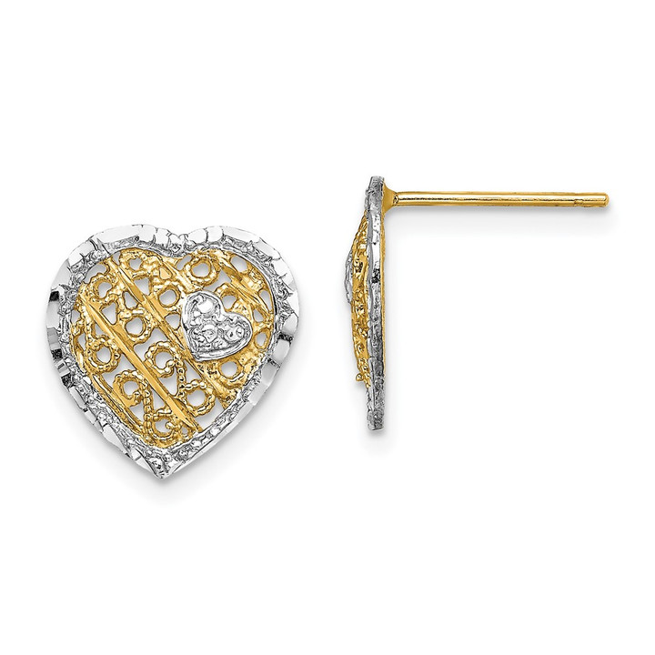 14k w/ RH Filigree Heart Post Earrings TE906