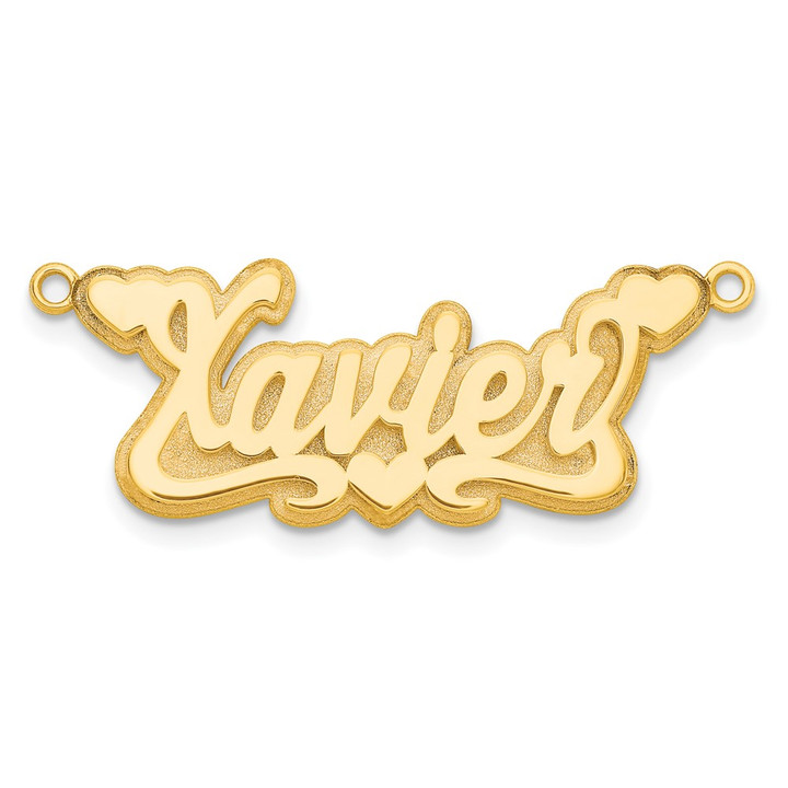 14k Yellow Gold 3D Polished Hearts Name Plate XNA241Y
