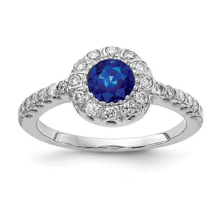 14k White Gold 5mm Sapphire AAA Diamond ring X9641S/AAA