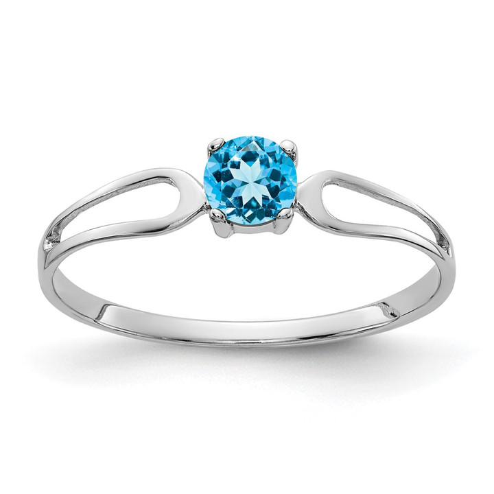 14k White Gold 4mm Blue Topaz ring X9673BT
