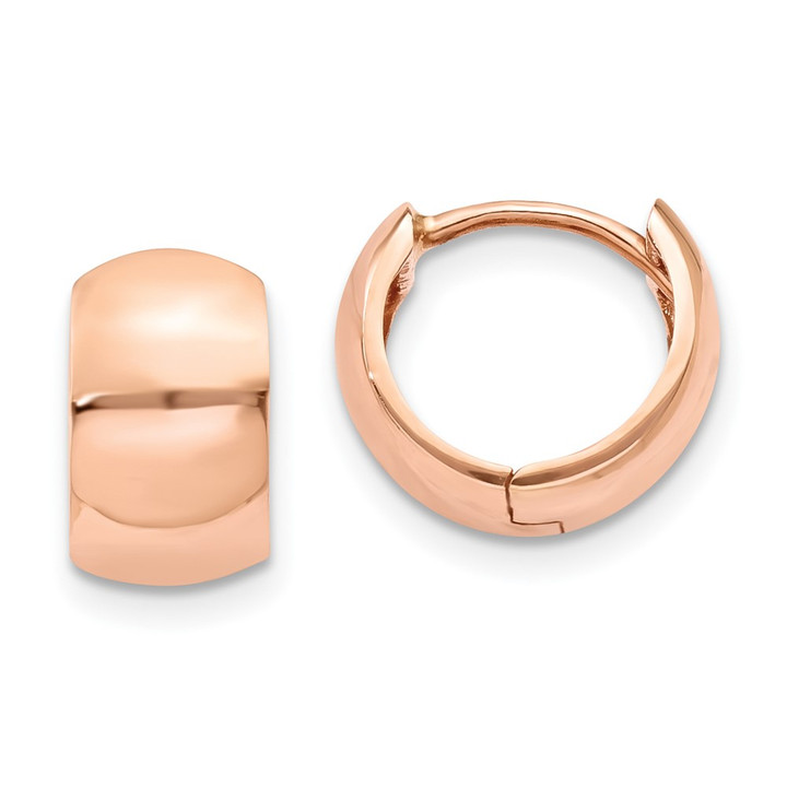 14k Rose Gold Round Hinged Hoop Earrings TF760