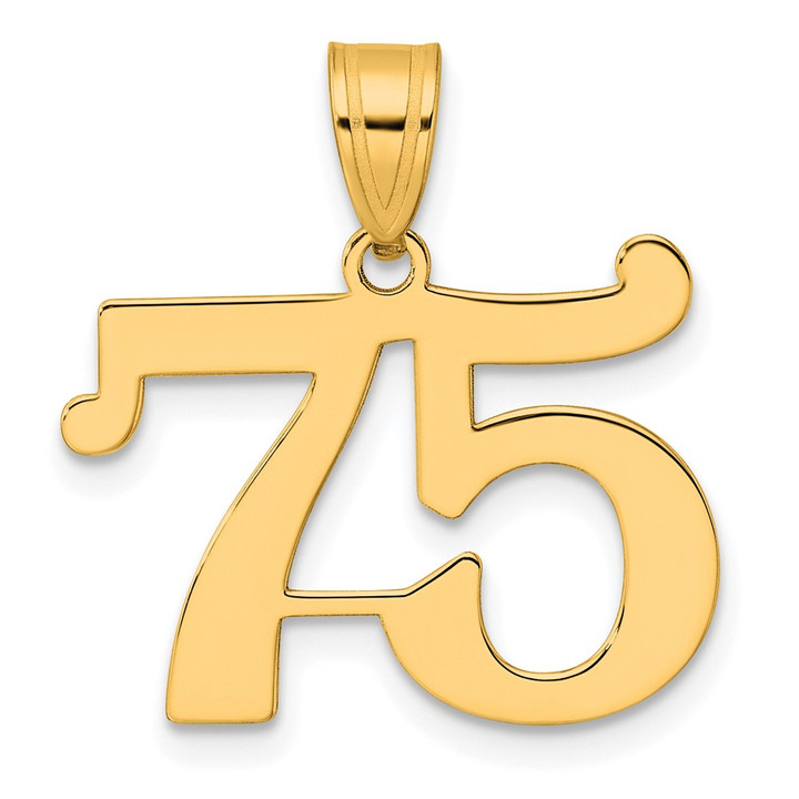 14k Polished Number 75 Pendant APN75