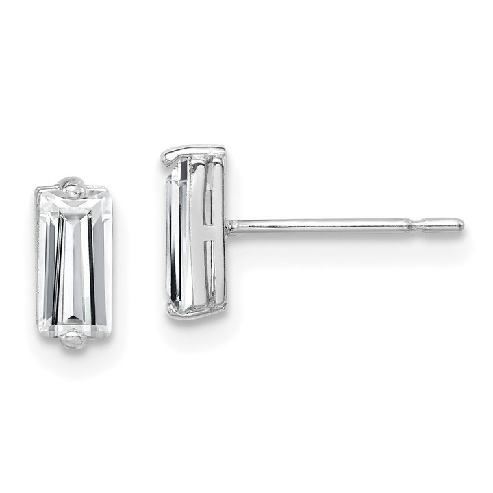 10K White Gold Polished CZ Stud Earrings 10ER318