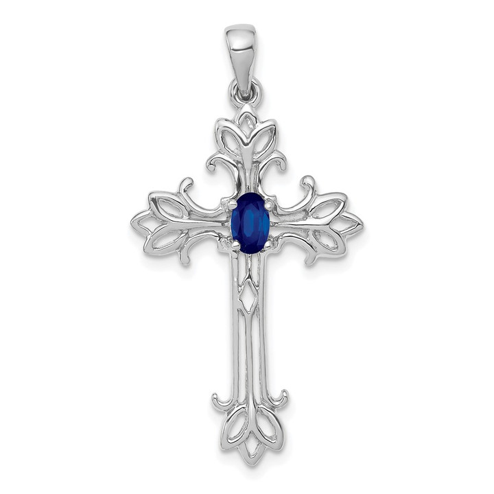 14k White Gold .35 Sapphire Cross Pendant XP1775WS