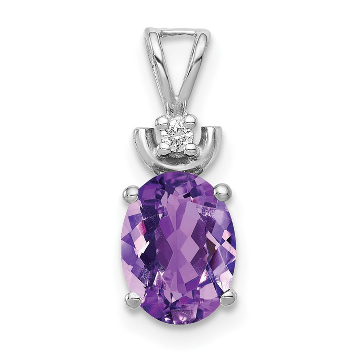 14k White Gold 8x6mm Oval Amethyst A Diamond Pendant XP1658AM/A