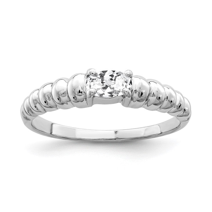 14k White Gold 5x3mm Oval Cubic Zirconia ring X9711CZ