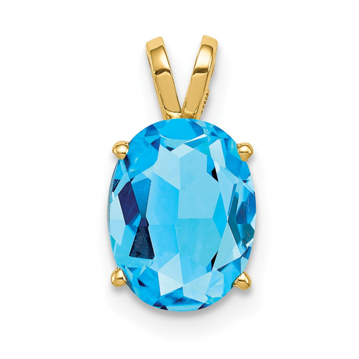 14k 9x7mm Oval Blue Topaz pendant XP424BT
