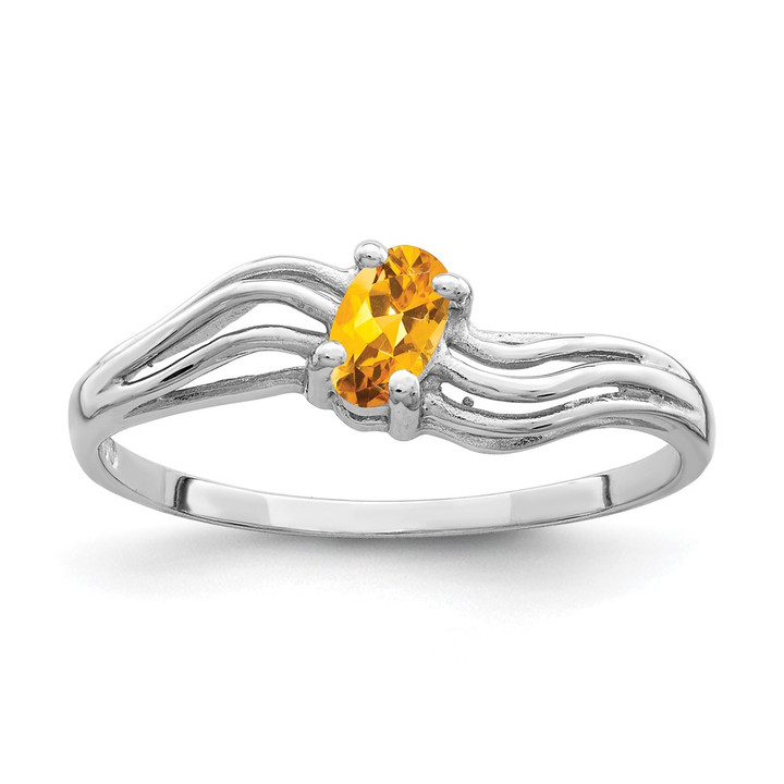 14k White Gold 5x3mm Oval Citrine ring X9707CI