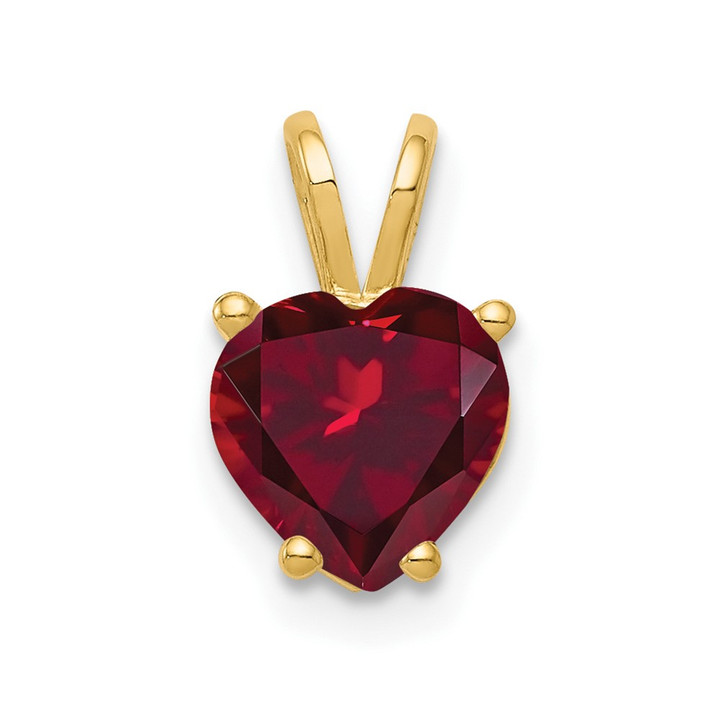 14k 7mm Heart Created Ruby pendant XP430CR