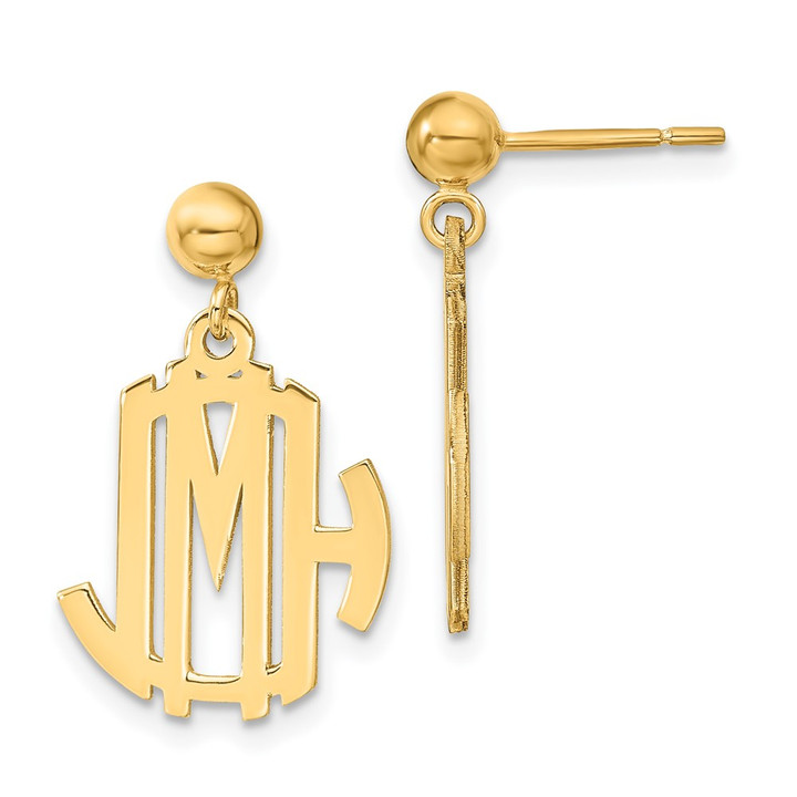 14k Yellow Gold Monogram Dangle Earrings XNE21Y