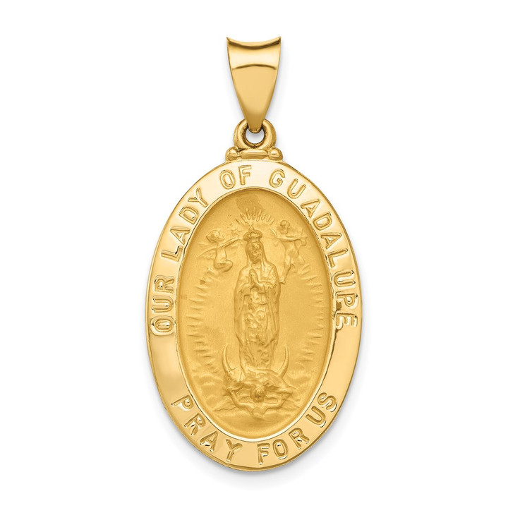 14k Polished and Satin Our Lady Guadalupe Medal Hollow Pendant XR1251