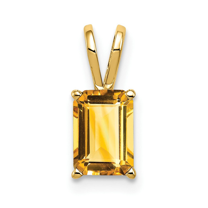 14k 8x6mm Emerald Cut Citrine pendant XP421CI