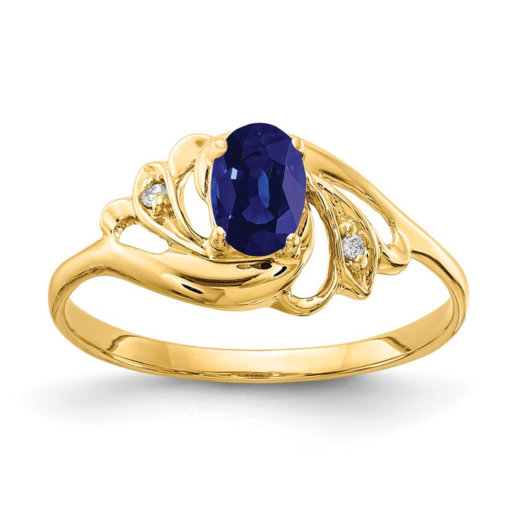 14k 6x4mm Oval Sapphire A Diamond ring X9716S/A