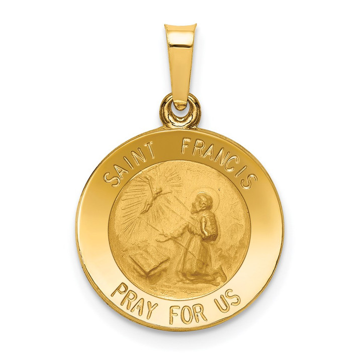 14k Polished and Satin St Francis Medal Hollow Pendant XR1321
