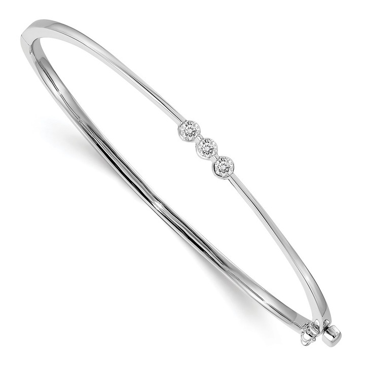14k White Gold A Diamond Hinged Bangle XB298A