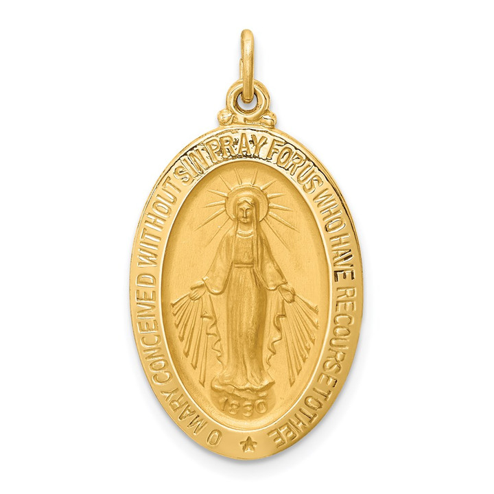 14k Solid Polished/Satin Medium Oval Miraculous Medal XR1758