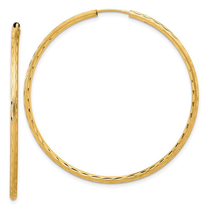 14k Polished and Satin D/C 2.00mm Endless Hoop Earrings TF2188
