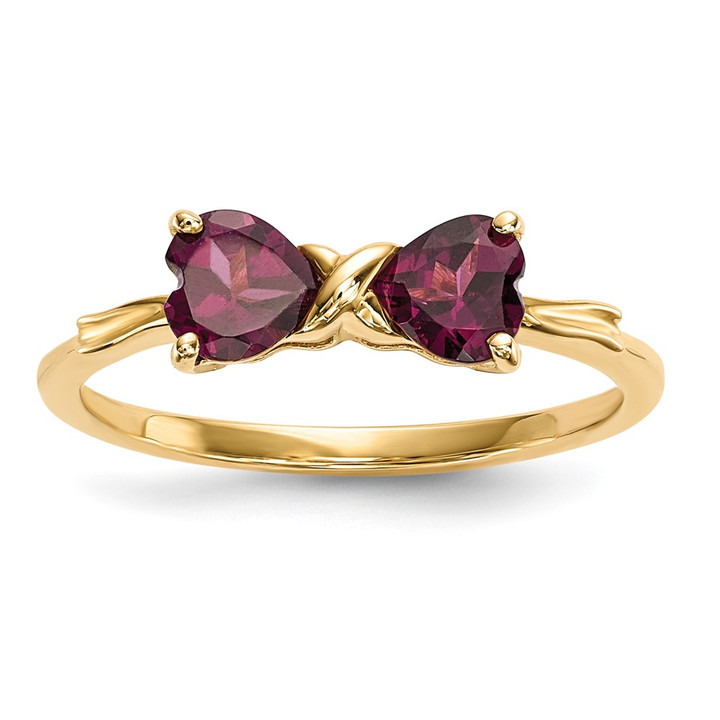 14k Gold Polished Rhodolite Bow Ring XBS521