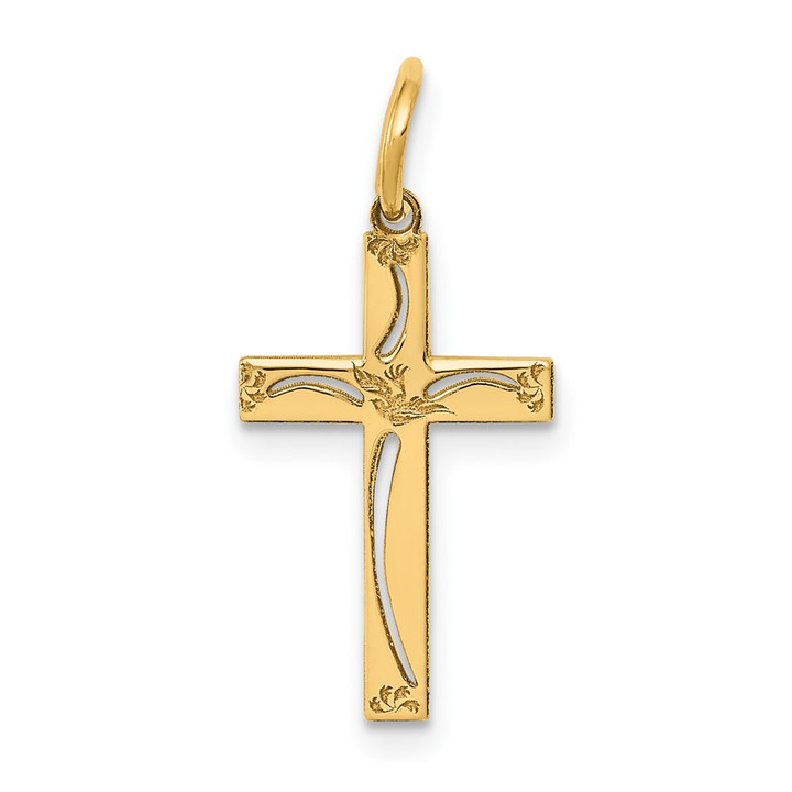 14K Laser Designed Cross Charm XR1048