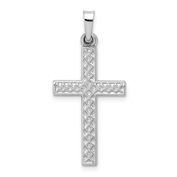 14k White Gold Polished Lattice Cross Pendant XR1576