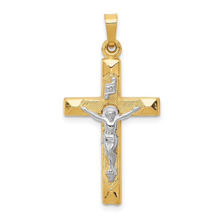 14k Two-tone INRI Hollow Crucifix Pendant XR311