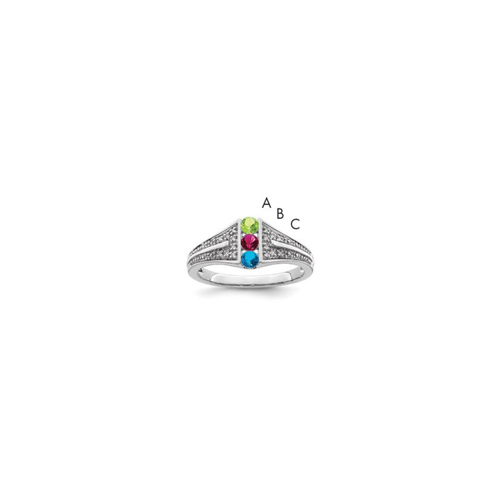 14K White Gold Family Jewelry Genuine Stone & Diamond Set Ring XMRW37/3GY