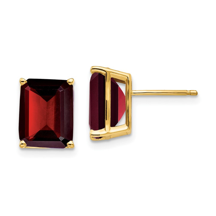 14k 10x8mm Emerald Cut Garnet Earrings XE69GA