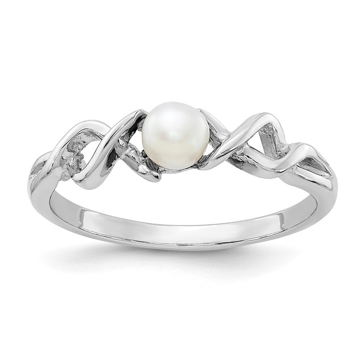 14k White Gold 4mm FW Cultured Pearl ring Y1872PL